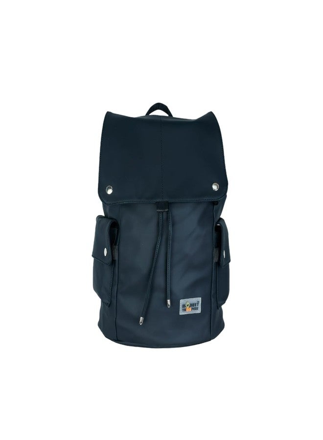 MONKEY TROOPERS Drip PU Leather Backpack for Men Women Girls Boys, Shoulder Bag, Dailyuse, College, Casual, Travel, Durable, Water Resistant, Fits 15.6-inch Laptop, 21L Capacity (Black) - Image 1